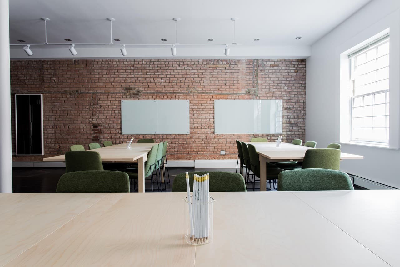 Workspace with large tinted windows