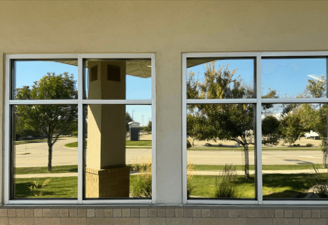 Office windows with reflective tint film
