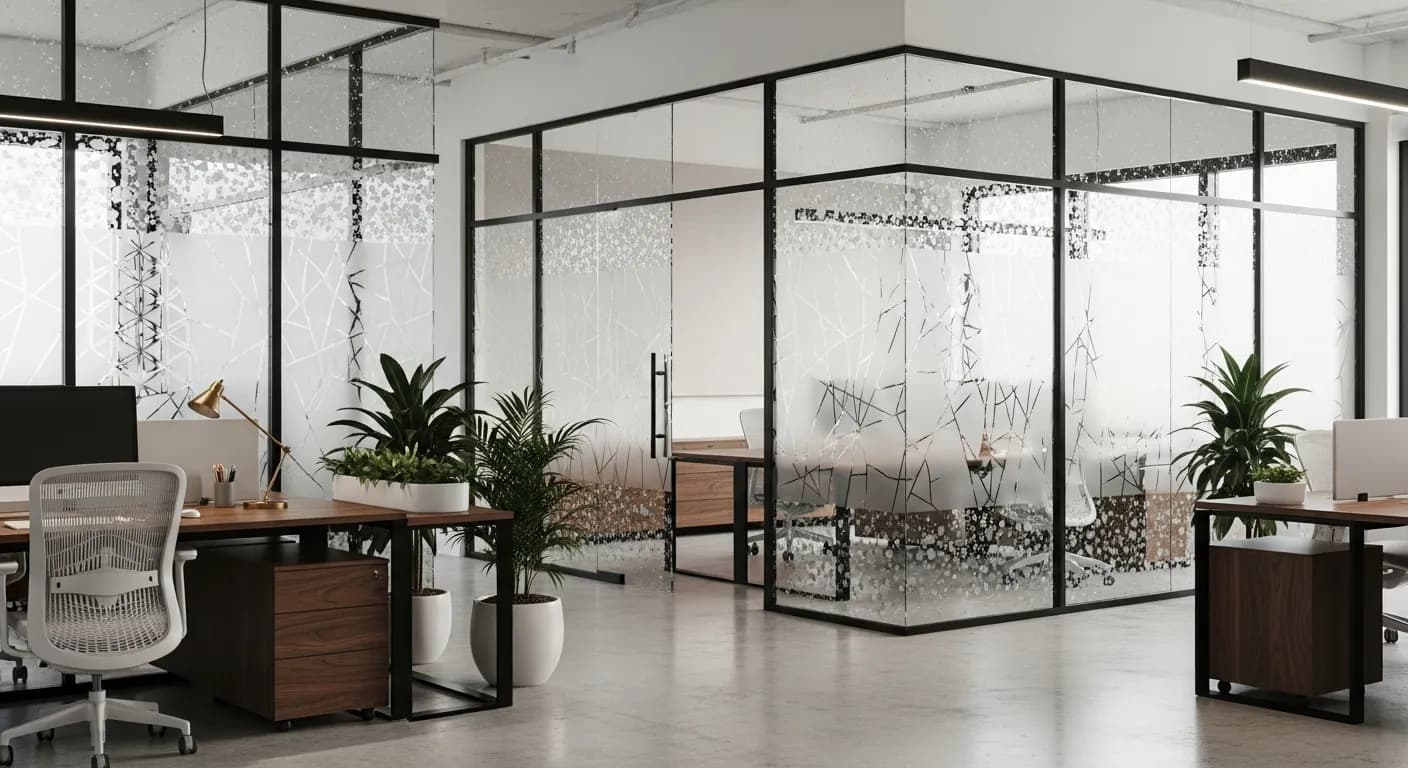 Frosted decorative window film installation