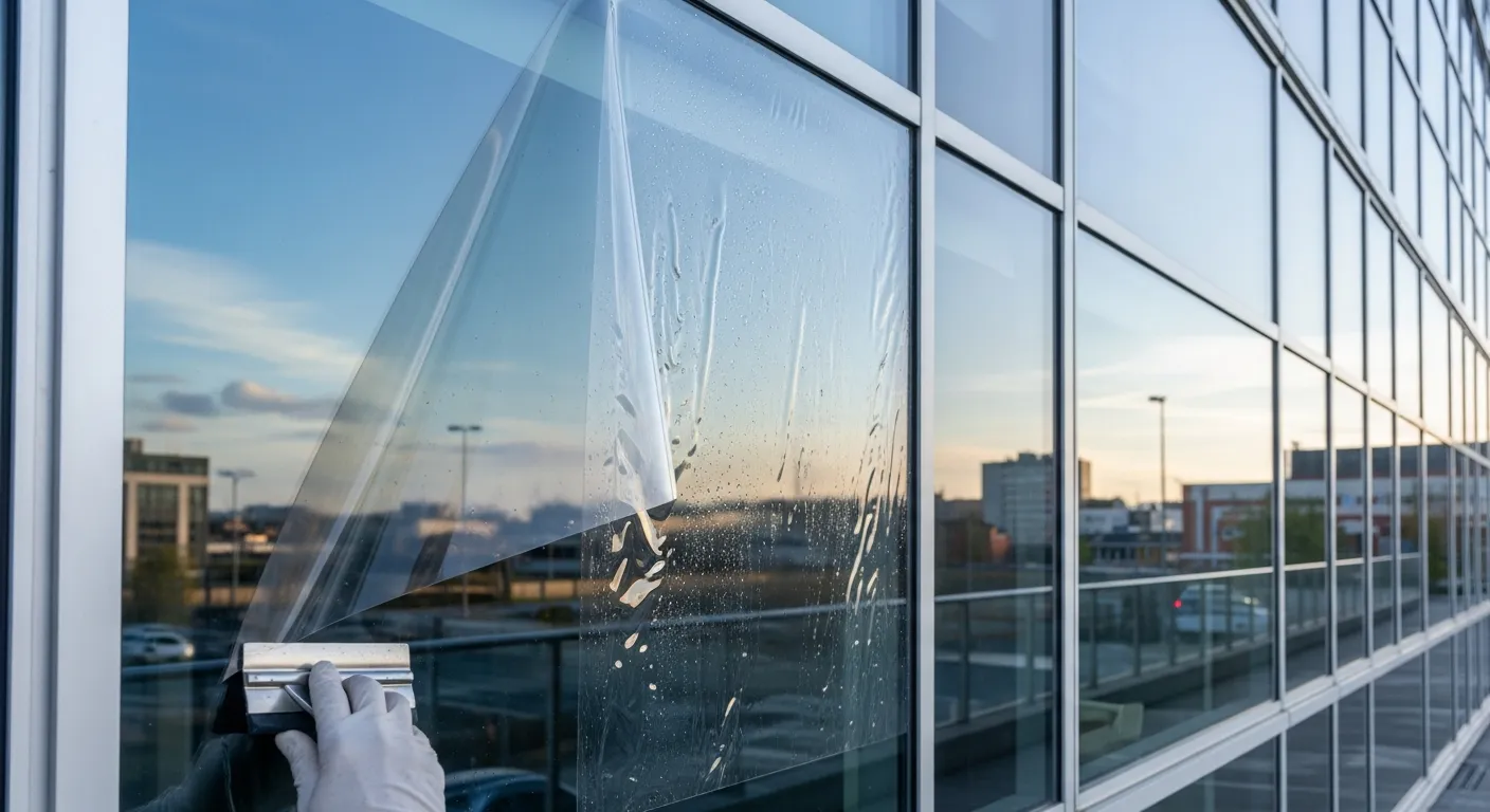 Security window protection film installation