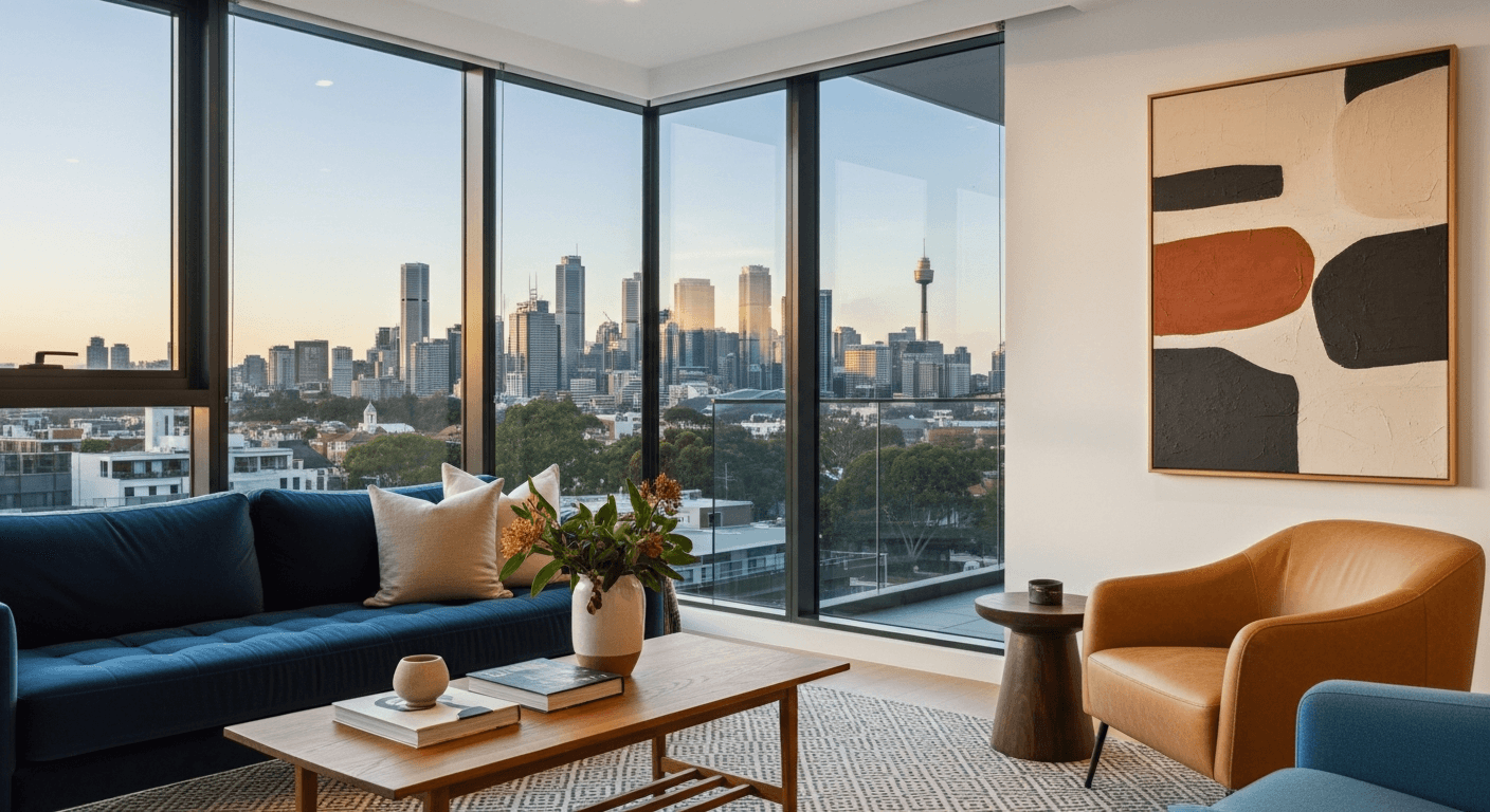 Residential window tinting example - living space with tinted windows