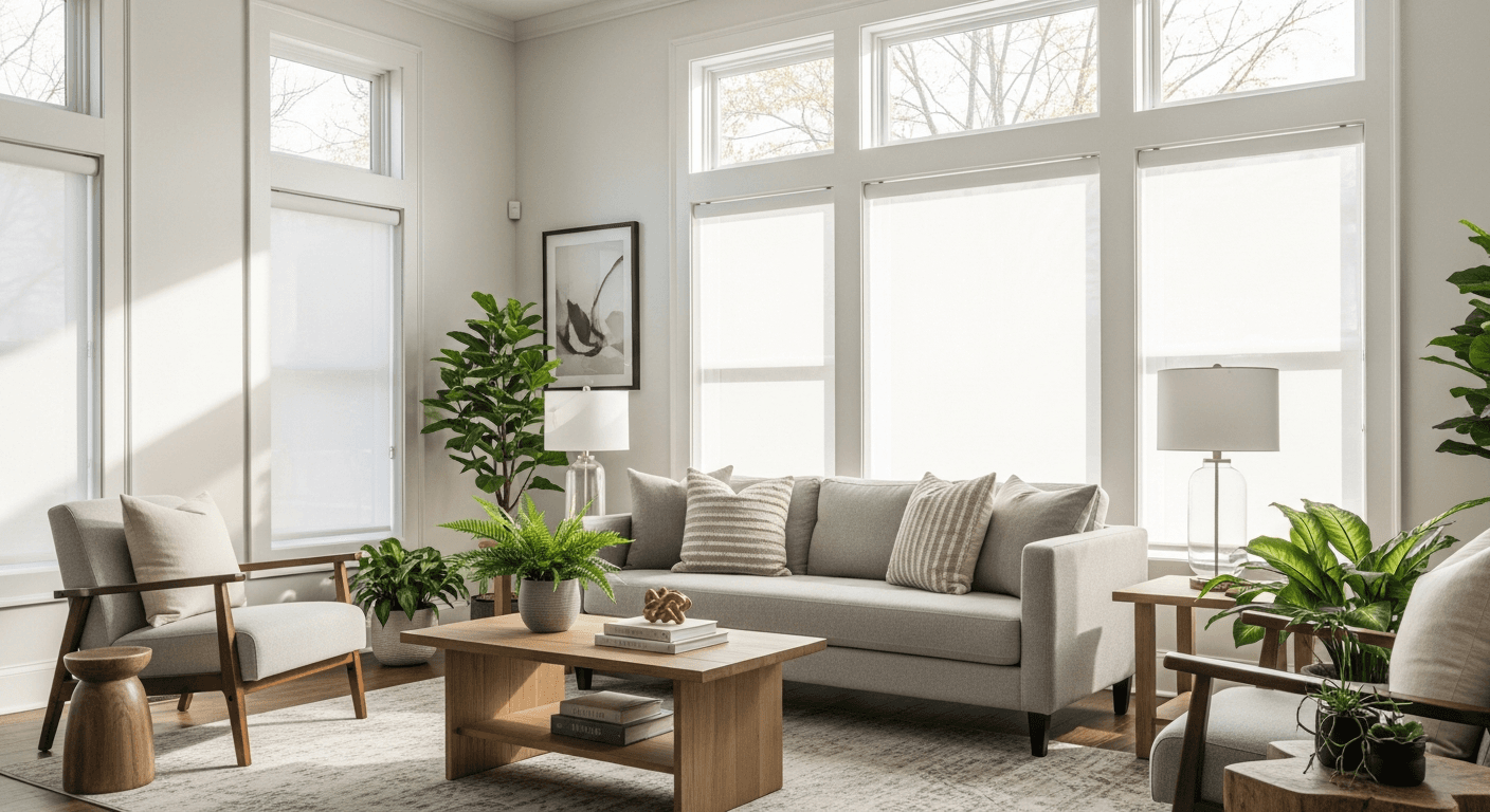 Residential window tinting example - home exterior with tinted windows